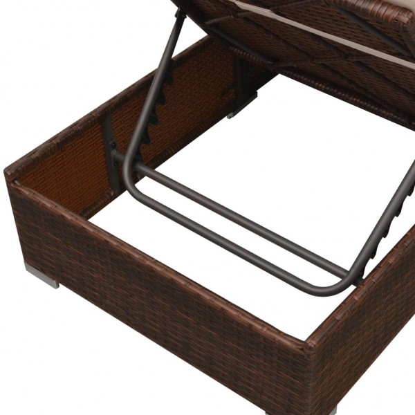 3 pcs conjunto lounge jardim c/ almofadões vime PE castanho M 5