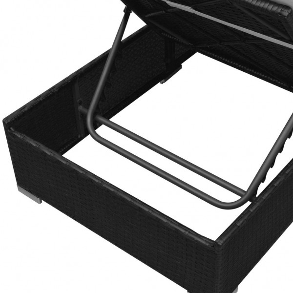 Set de muebles de jardín 3 piezas y cojines ratán sintético negro M 5