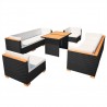 Set muebles de jardín 10 piezas y cojines ratán sintético negro 2