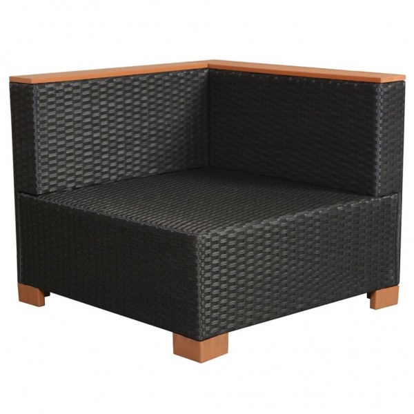 10 pcs conjunto lounge de jardim c/ almofadões vime PE preto M 5