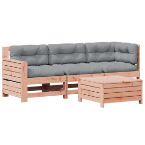 Juego de muebles jardín 4 pzas y cojines madera abeto Douglas H
