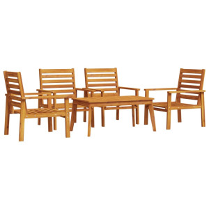 Juego de muebles de jardín 5 pzas madera maciza de acacia H