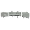 3 pcs conjunto de sofás com almofadas veludo cinzento-claro 3