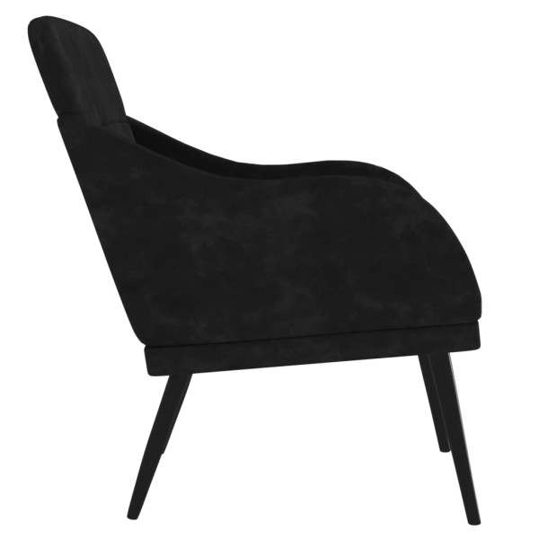 Sillón de terciopelo negro 63x76x80 cm M 4