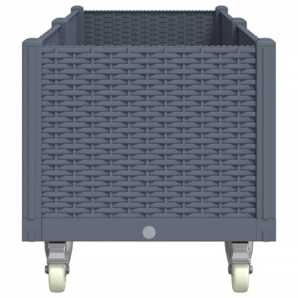 Vaso/floreira de jardim com rodas 160x50x54 cm PP cinzento azul M 4