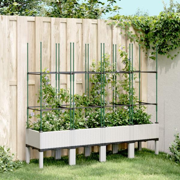 Jardinera con enrejado PP blanco 160x40x142.5 cm D