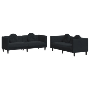 2 pcs conjunto de sofás com almofadas veludo preto H