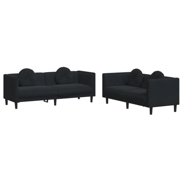 2 pcs conjunto de sofás com almofadas veludo preto M 2