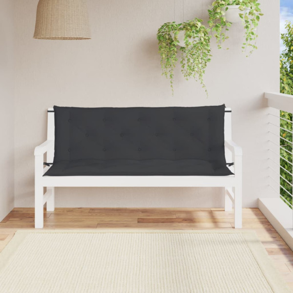 Cojines de banco de jardín 2 uds tela Oxford negro 150x50x7 cm D