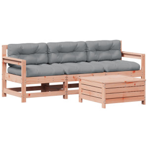 Juego de muebles jardín 4 pzas y cojines madera abeto Douglas H