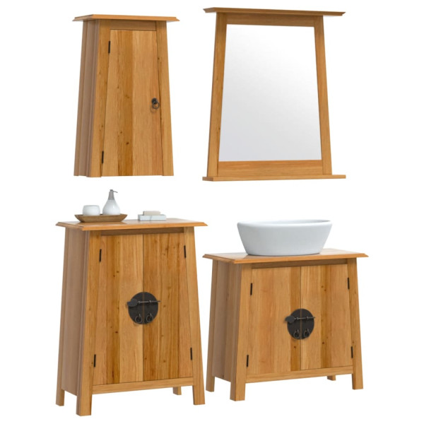 Conjunto de muebles de baño 4 piezas madera maciza de pino M 3