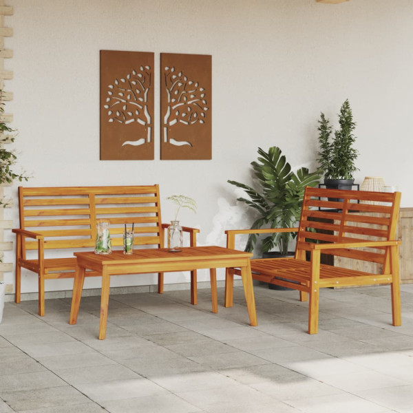 3 pcs conjunto lounge de jardim madeira de acácia maciça D