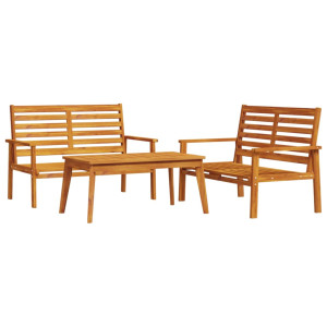 Juego de muebles de jardín 3 piezas madera maciza acacia H