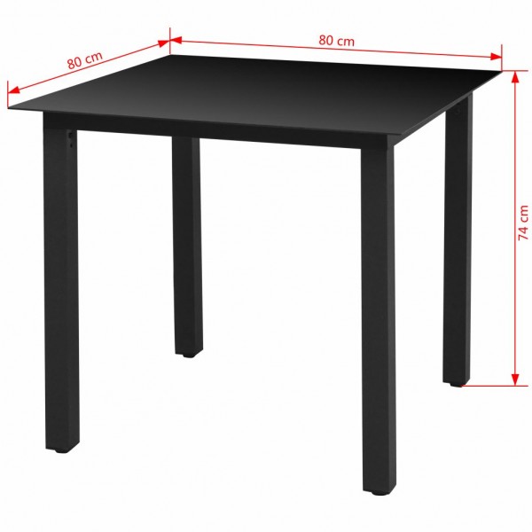 Mesa de jardim em alumínio e vidro 80x80x74 cm preto M 3
