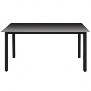 Mesa de jardín de aluminio y vidrio negra 150x90x74 cm H
