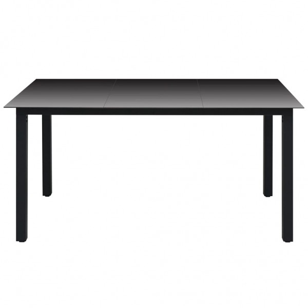 Mesa de jardim em alumínio e vidro 150x90x74 cm preto M 2