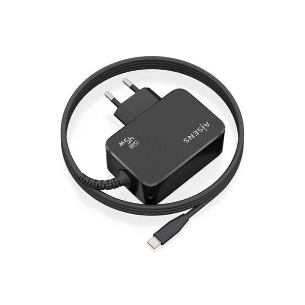 Cargador gan de pared aisens asch-1pd45wl032-bk/ 1xusb tipo-c + cable 1.8m/ 45w M 2