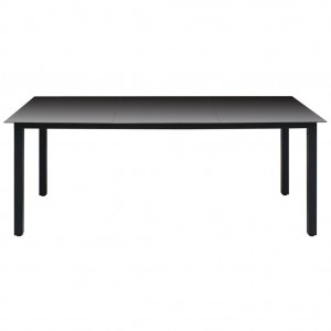 Mesa de jardim em alumínio e vidro 190x90x74 cm preto H