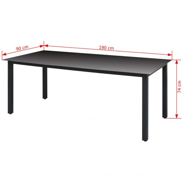 Mesa de jardim em alumínio e vidro 190x90x74 cm preto M 3