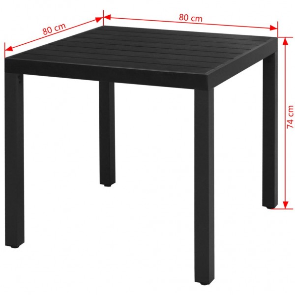Mesa de jardín de aluminio y WPC negra 80x80x74 cm M 3