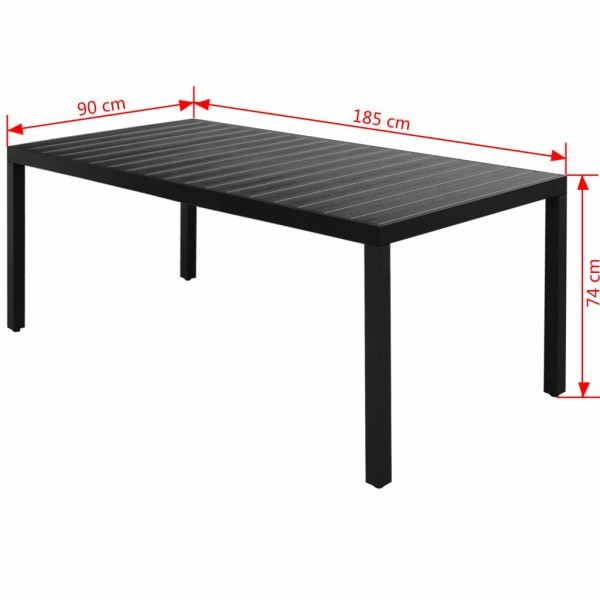 Mesa de jardim em alumínio e WPC 185x90x74 cm preto M 3