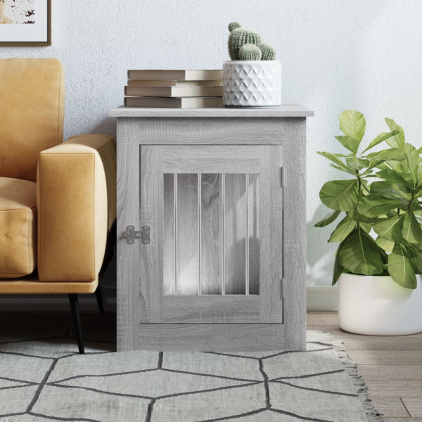 Móvel casota para cão derivados de madeira cinza sonoma M 3
