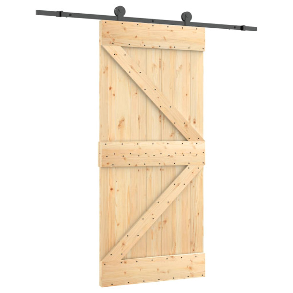 Puerta corredera con herrajes madera maciza de pino 95x210 cm D