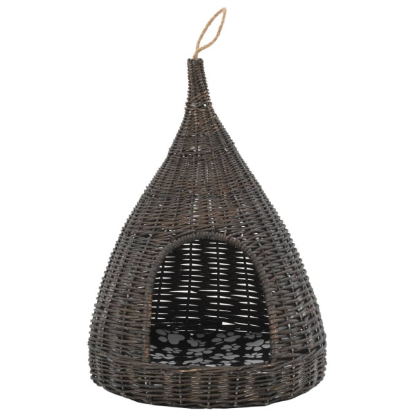 Casa para gatos con cojín forma tipi sauce natural gris 40x60cm M 3