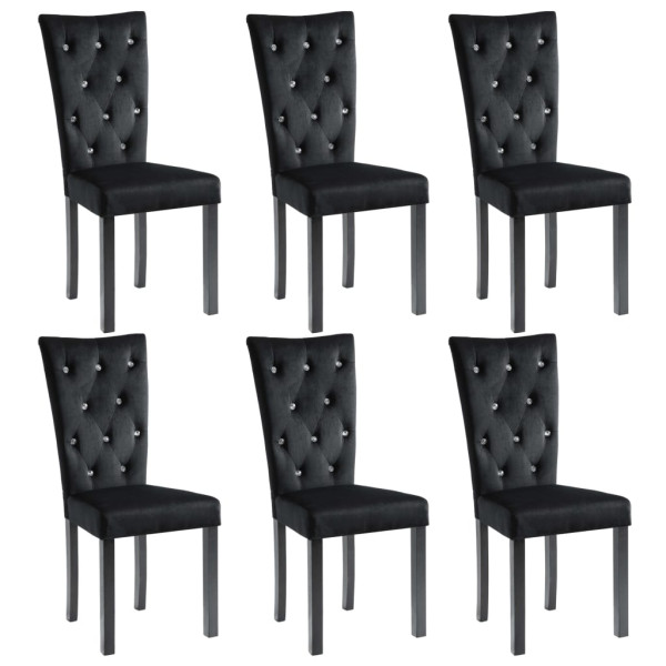 Cadeiras de jantar 6 pcs veludo preto M 2