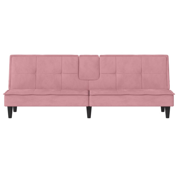 Sofá-cama com suporte para copos veludo rosa M 5