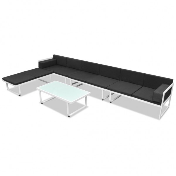 Set de muebles de jardín 5 piezas textilene aluminio negro M 2