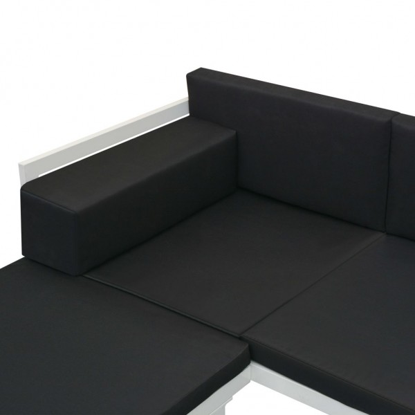 Set de muebles de jardín 5 piezas textilene aluminio negro M 5