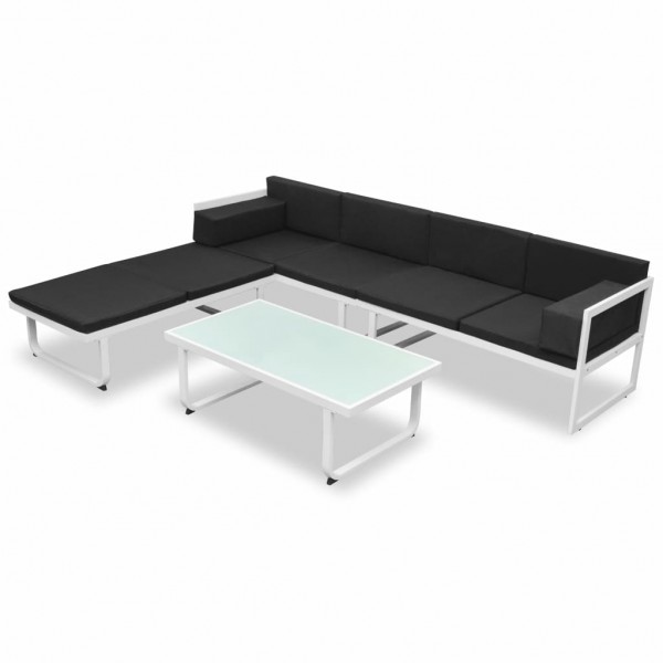 Set de muebles de jardín 4 piezas y cojines aluminio negro M 2