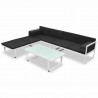Set de muebles de jardín 4 piezas y cojines aluminio negro 2