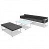 Set de muebles de jardín 4 piezas y cojines aluminio negro 3