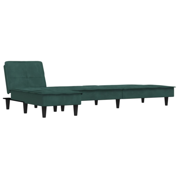 Sofá cama en forma de L terciopelo verde oscuro 255x140x70 cm M 5