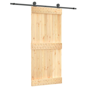 Puerta corredera con herrajes madera maciza de pino 90x210 cm H
