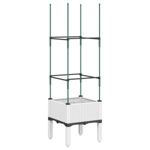 Vaso/floreira de jardim c/ treliça 40x40x142.5 cm PP branco H