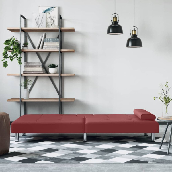 Sofá cama con portavasos cuero sintético rojo tinto M 3
