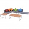 4 pcs conjunto lounge p/ jardim com almofadas alumínio e WPC 2