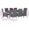 Set de comedor de jardín 9 pzas y cojines ratán sintético negro 5