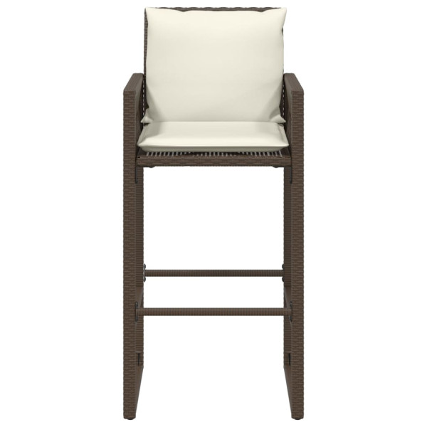 Taburetes de cocina con cojines 2 uds ratán sintético marrón M 5