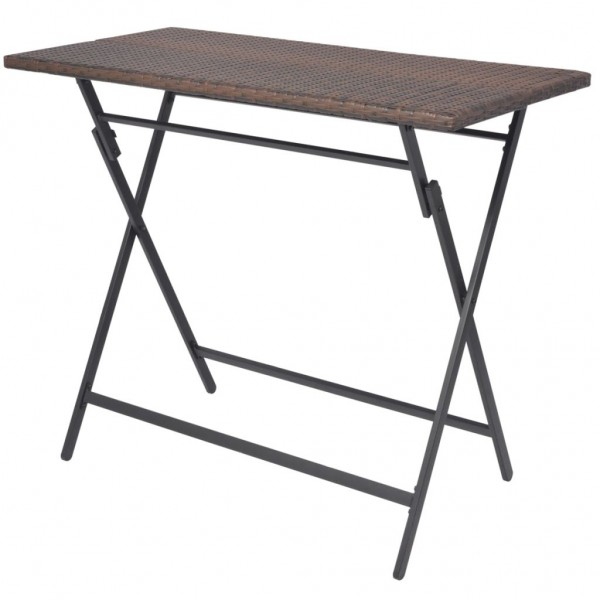 Set comedor de jardín plegable 7 pzas poli ratán y acero marrón M 4