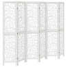 Biombo separador de 6 paneles madera maciza Paulownia blanco 2