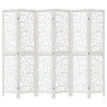 Biombo separador de 6 paneles madera maciza Paulownia blanco 4