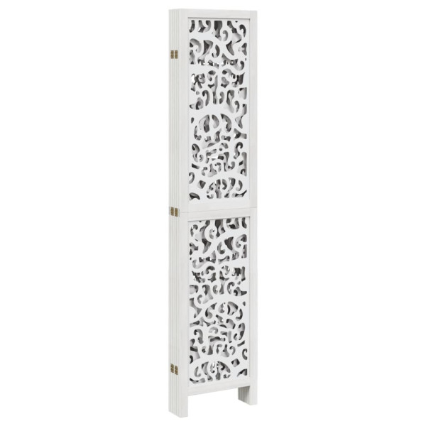 Biombo separador de 6 paneles madera maciza Paulownia blanco M 5