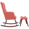 Silla mecedora con reposapiés terciopelo rosa 3