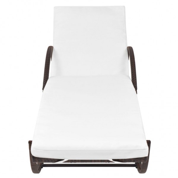 Espreguiçadeira com almofadão e mesa vime PE castanho M 5