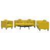 3 pcs conjunto de sofás com almofadas veludo amarelo 3