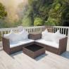Set muebles de jardín 4 piezas y cojines ratán sintético marrón 1